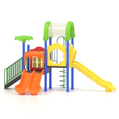 New Arrival Commercial Plastic Playground Equipment Kids Play 3 Slides and Swing Sets Playground Outdoor Playsets for Children