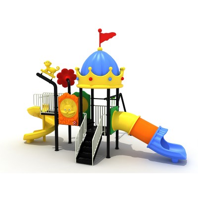 LLDPE + Galvanized Pipe Kindergarten Children Play House Set Plastic Outdoor Playground Equipment with Slide for kids